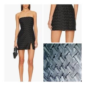 Amanda Uprichard ArelyBlack Pleated/Woven Strapless Mini Dress , NWT